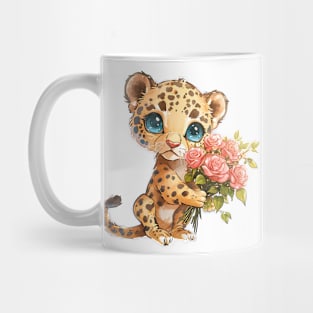 Valentine Jaguar Giving Flowers Mug